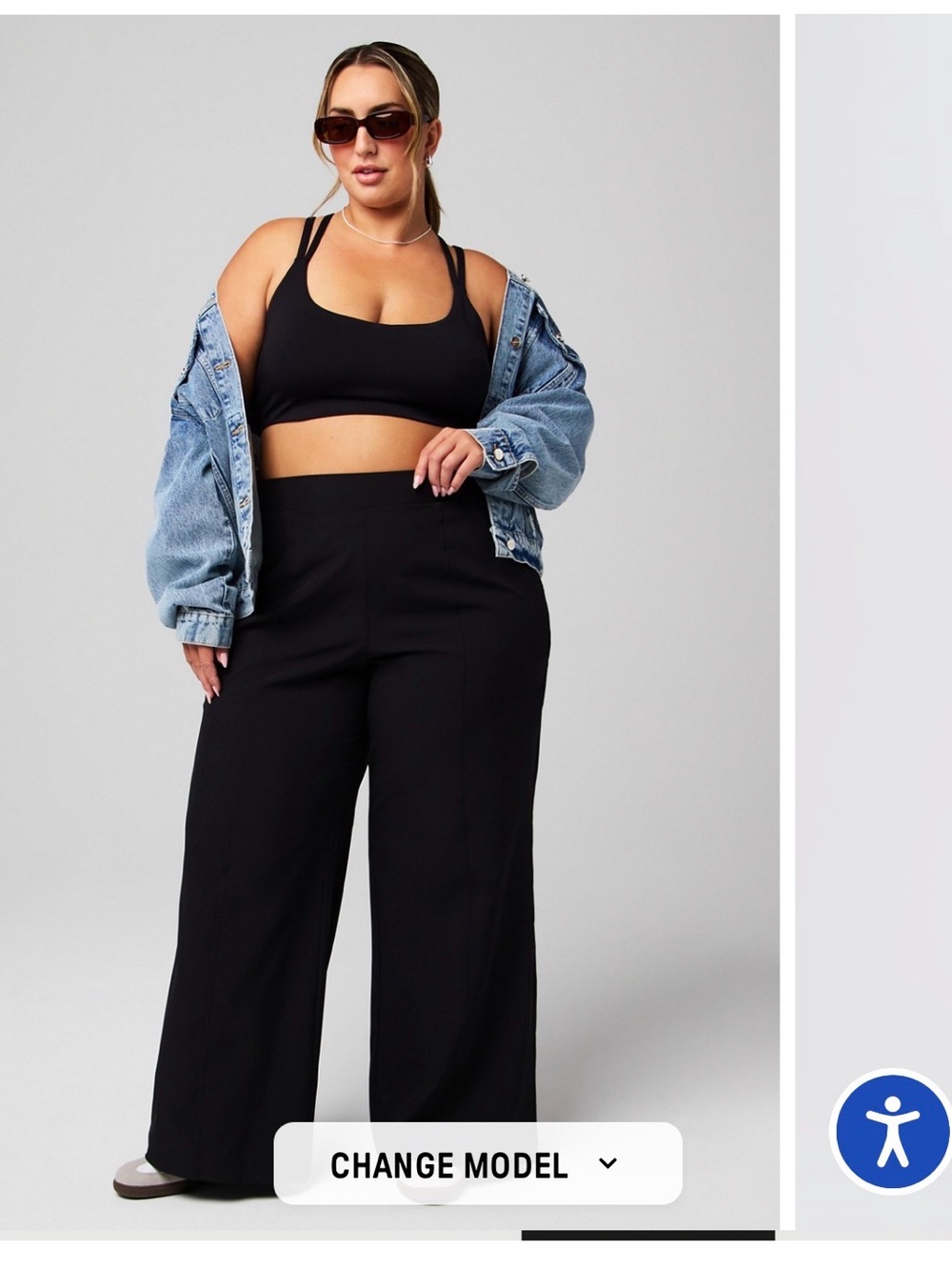 Fabletics Downtown Wide Leg Pant Black Regular Pull-On Stretch Travel Pants